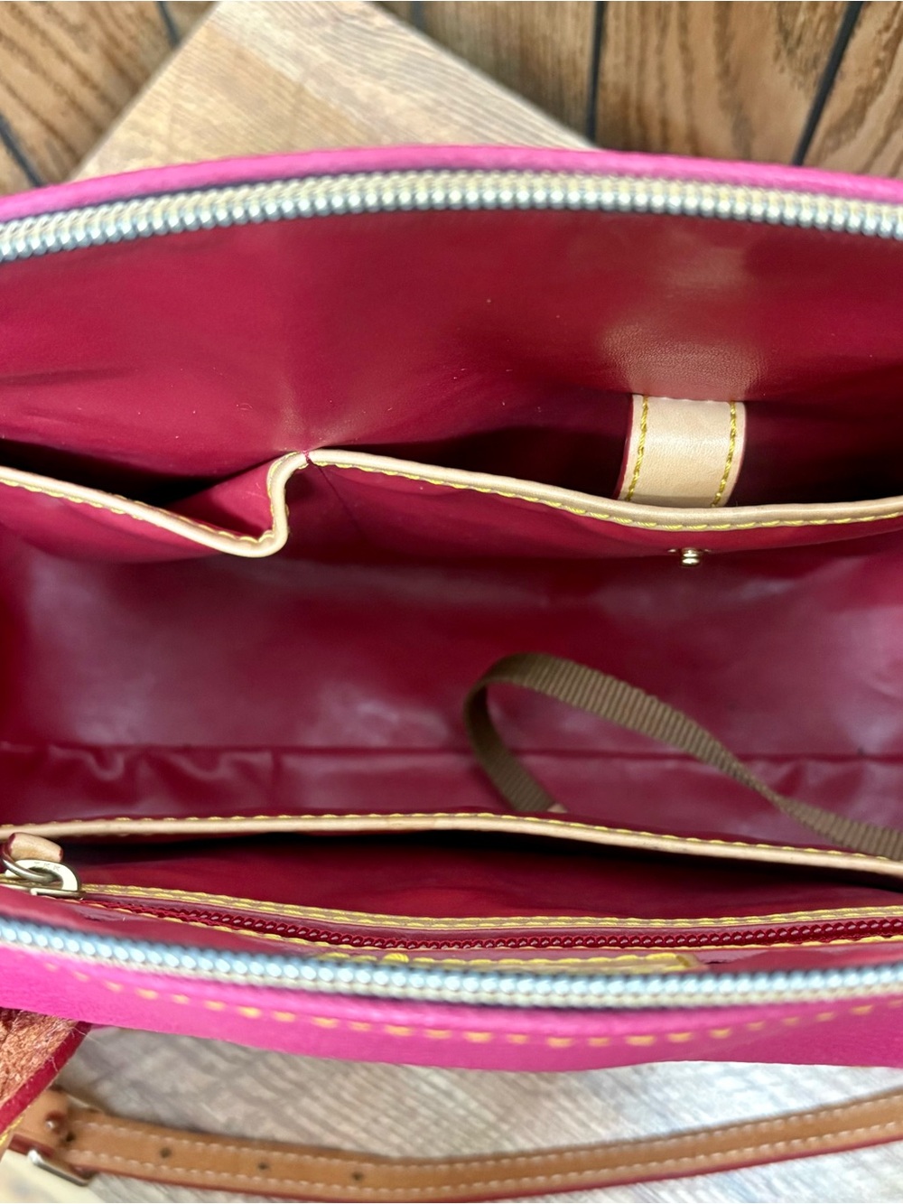 Dooney & Bourke Hot Pink Pebble Leather Satchel Crossbody - Picture 4 of 5
